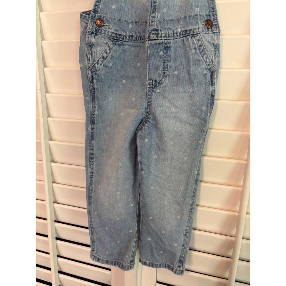 Carters‎ Heart Pattern Denim Overalls Size 4T - Picture 5 of 8